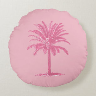 Cojín Redondo Pilar del árbol de palmas rosa