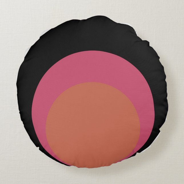 Cojín Redondo Pilar del círculo retro (Reverso)