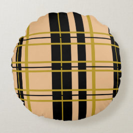 Cojín Redondo Pilar del cuerpo a rayas del Rosa de oro negro