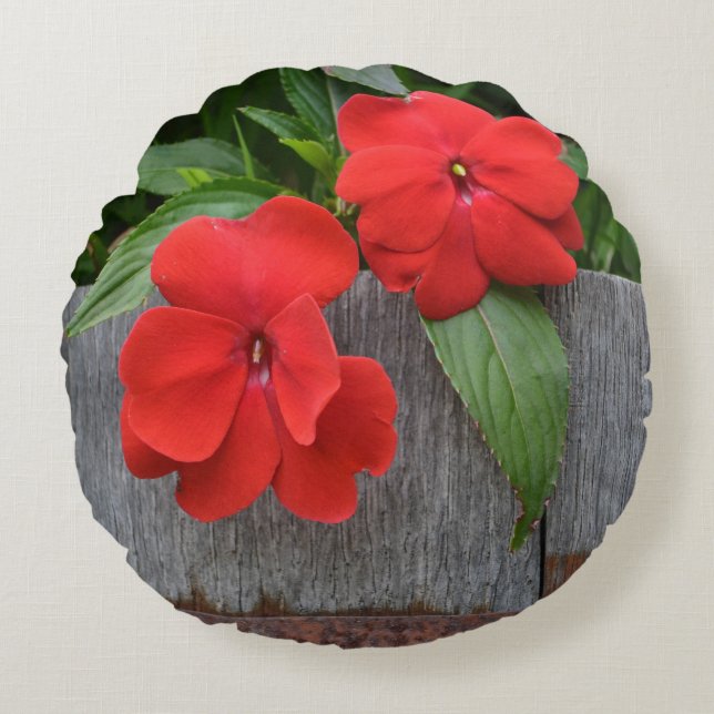 Cojín Redondo Pilar del jardín de flores (Anverso)