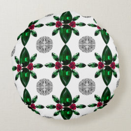 Cojín Redondo Pilar del patrón Gemstone verde y rojo