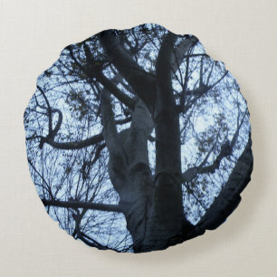 Cojín Redondo Pilar fotográfico de silueta de árbol