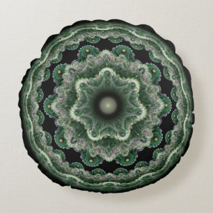 Cojín Redondo Pilar fractal verde ornamental redondo