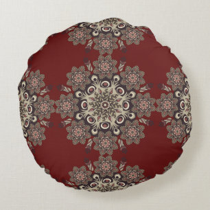 Cojín Redondo Pilar Mandala reversible rojo/Rosa