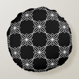 Cojín Redondo Pilar Moderno De Art Deco Negro Y Blanco