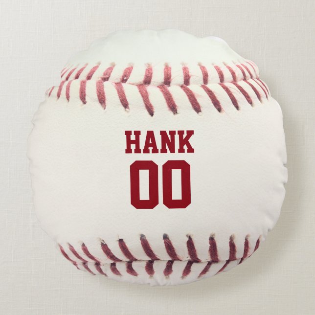 Cojín Redondo Pilar personalizado del amante del béisbol (Anverso)