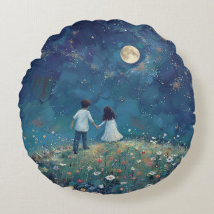 Cojín Redondo Pilar redondeado al cielo nocturno