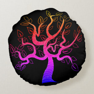 Cojín Redondo Pilar redondeado de árbol colorido - Elegir color