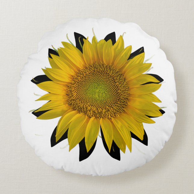 Cojín Redondo Pilar redondeado de girasol (Anverso)