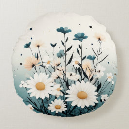 Cojín Redondo Pilar redondo amarillo floral blanco