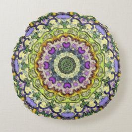 Cojín Redondo Pilar redondo amarillo morado clásico y tradiciona