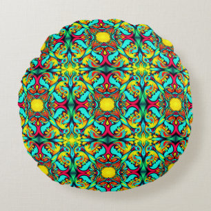 Cojín Redondo Pilar redondo amarillo y azul