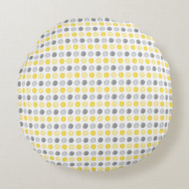 Cojín Redondo Pilar redondo amarillo y gris
