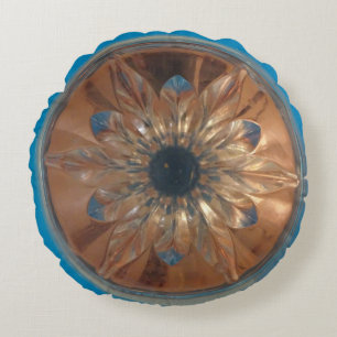 Cojín Redondo Pilar redondo azul floral Rosé