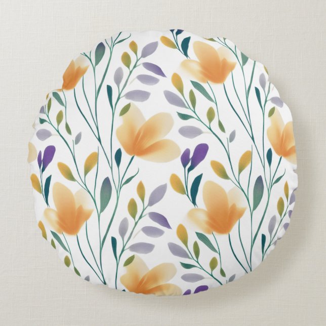 Cojín Redondo Pilar redondo botánico de sangre dorada (Anverso)