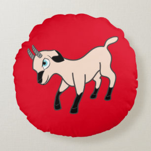 Cojín Redondo Pilar redondo de cabra blanca y negra