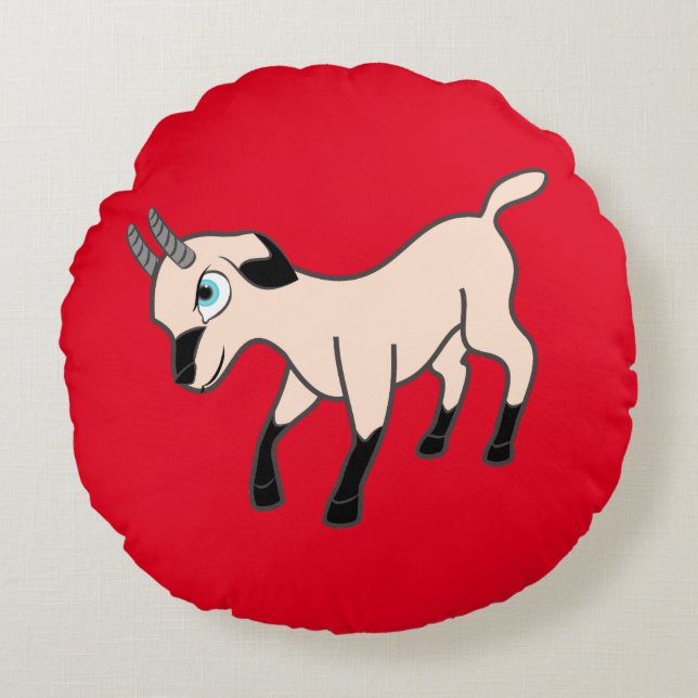 Cojín Redondo Pilar redondo de cabra blanca y negra (Anverso)