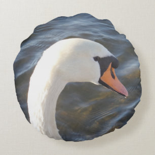 Cojín Redondo Pilar redondo de cisne blanco