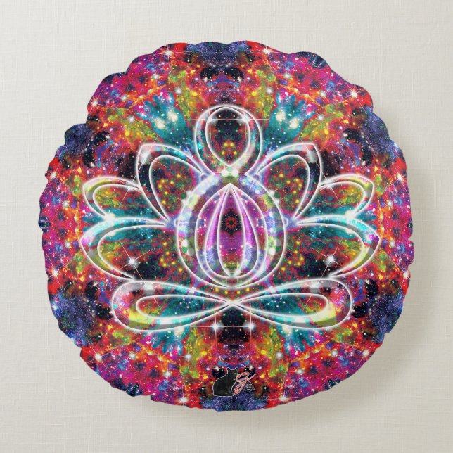 Cojín Redondo Pilar redondo de coraje Zen Lotus (Anverso)