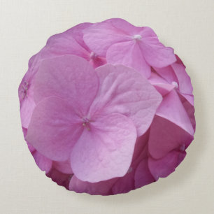 Cojín Redondo Pilar redondo de flor rosada Hydrangea
