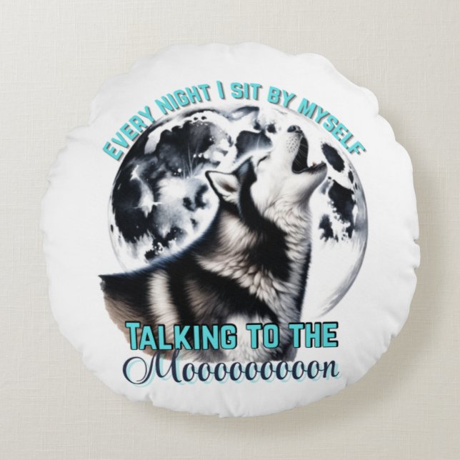 Cojín Redondo Pilar redondo de Husky Howling (Anverso)