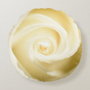 Cojín Redondo Pilar redondo de impresión de rosa blanca natural