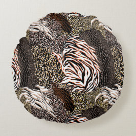 Cojín Redondo Pilar redondo de patrón de impresión animal