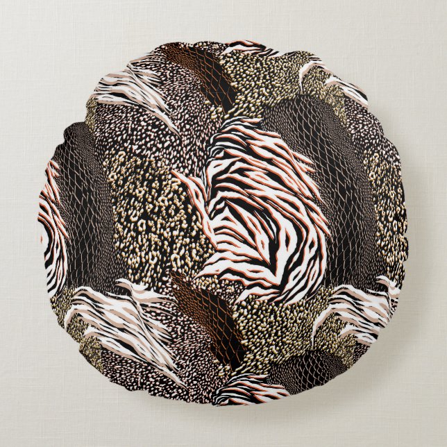 Cojín Redondo Pilar redondo de patrón de impresión animal (Anverso)