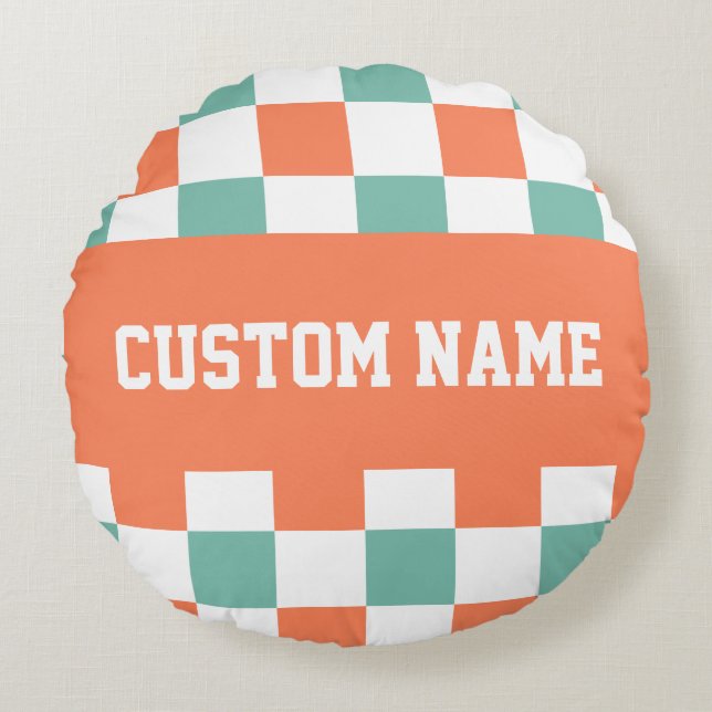 Cojín Redondo Pilar redondo de patrón de tablero de ajedrez (Anverso)