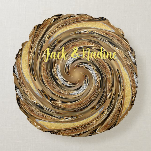 Cojín Redondo Pilar redondo de patrón oro (Anverso)