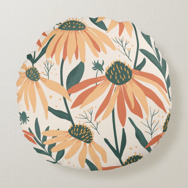 Cojín Redondo Pilar redondo de primavera caliente (Anverso)