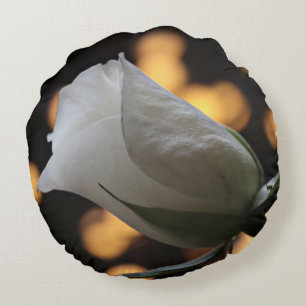 Cojín Redondo Pilar redondo de rosa blanco