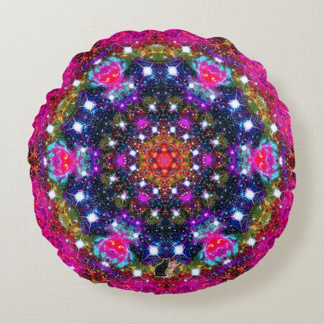 Cojín Redondo Pilar redondo de Stellar Atmosférico Kaleid (Anverso)