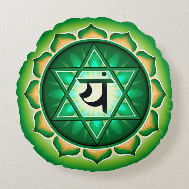 Cojín Redondo Pilar redondo de yoga Chakra Anahata (Anverso)