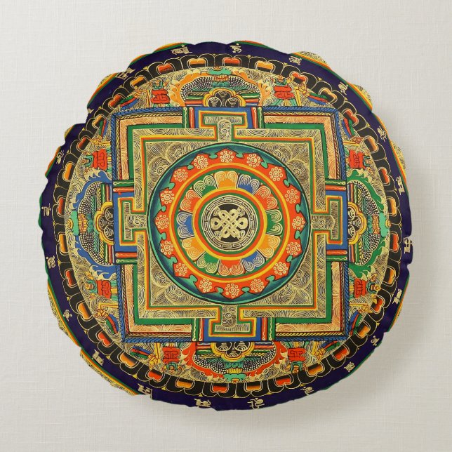 Cojín Redondo Pilar redondo de yoga Mandala (Anverso)