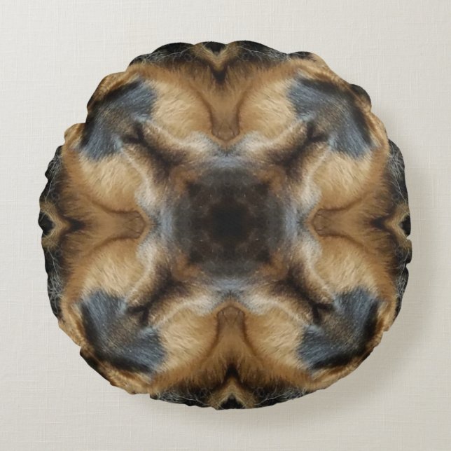 Cojín Redondo Pilar redondo diseñado por negro y marrón personal (Anverso)