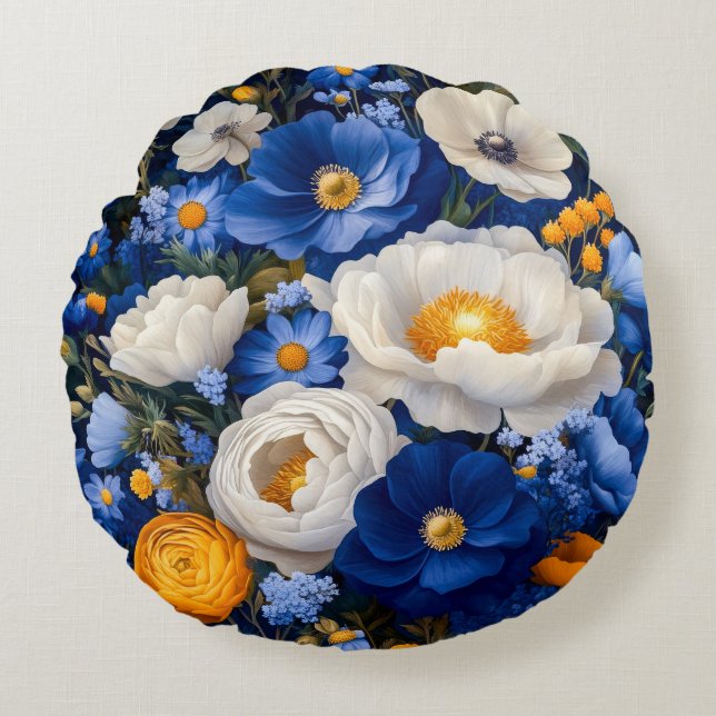 Cojín Redondo Pilar redondo floral (Anverso)