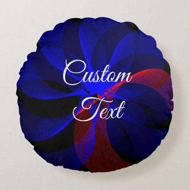 Cojín Redondo Pilar redondo geométrico giratorio de acento azul (Anverso)