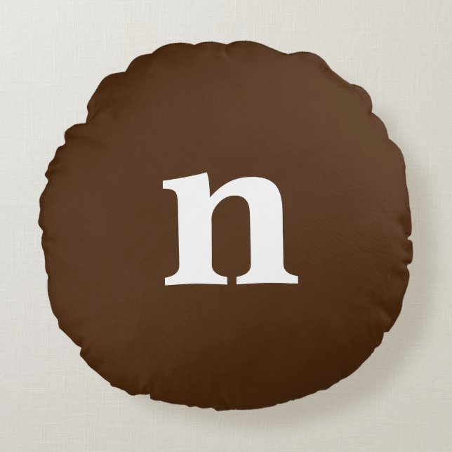 Cojín Redondo Pilar redondo monograma marrón (Anverso)