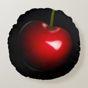 Cojín Redondo Pilar redondo negro de cerezo rojo - Elegir color