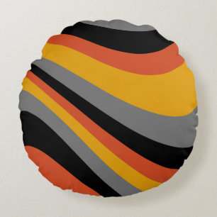 Cojín Redondo Pilar redondo rayado marrón