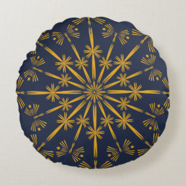 Cojín Redondo Pilar redondo retro Mandala medianoche