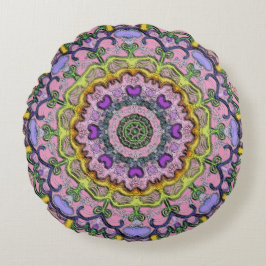 Cojín Redondo Pilar redondo rosa morado clásico y tradicional