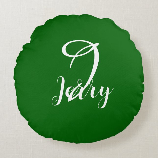 Cojín Redondo Pilar verde esmeralda personalizado (Anverso)