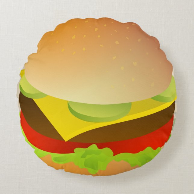 Cojín Redondo Pilares divertidos de CHEESEBURGER (Anverso)