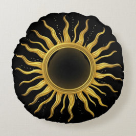 Cojín Redondo Pillow Celestial Gold Sunburst Cosmic Home Decor