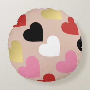 Cojín Redondo Pillow con corazones elegantes y coloridos