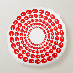 Cojín Redondo Pillow - cuentas rojas en círculos concéntricos