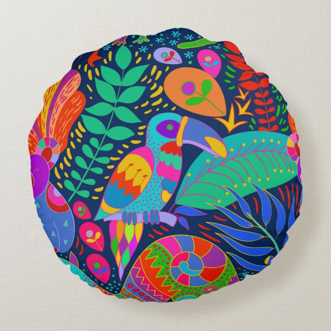 Cojín Redondo Pillow de la jungla tropical australiana australia (Reverso)