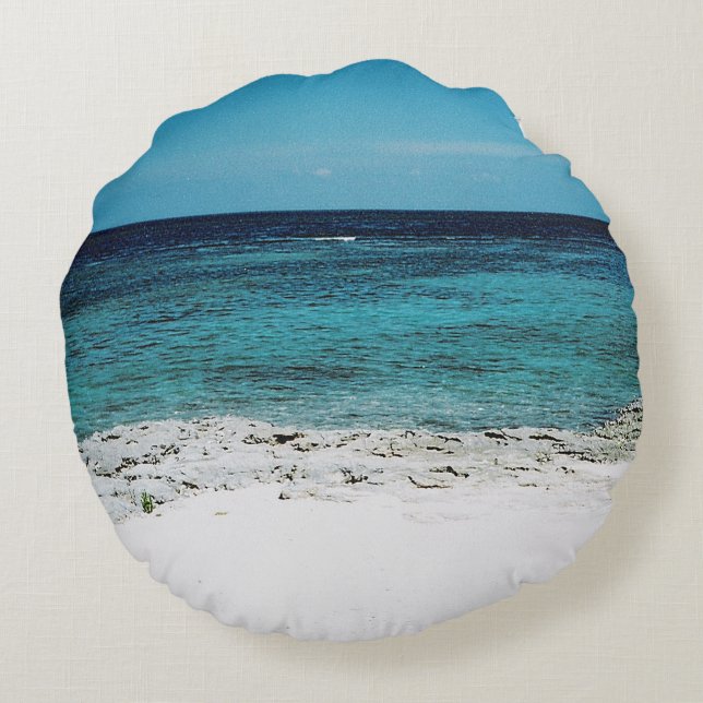 Cojín Redondo Pillow de la mirada tropical (Reverso)